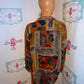Vintage Natural Issue Tan Colorful Face Blouse Size 1x