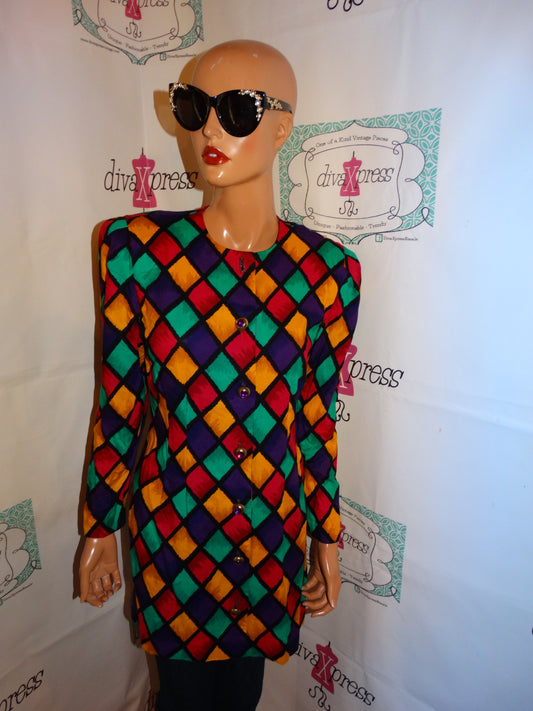 Vintage Postive Attitude Colorful Blouse Size M