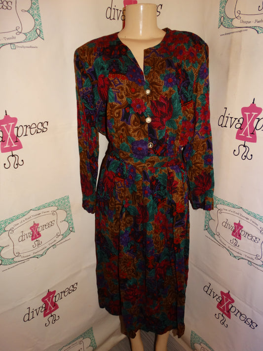 Vintage Jessica Howard Pink/Purple Floral 2 Piece Skirt Set Size 1x