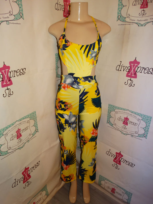 Vintage Yellow Floral Jumper Size S