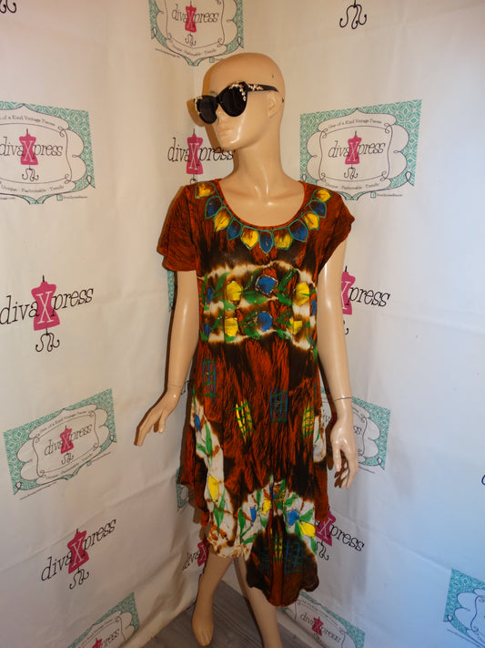 Vintage Jessica Taylor Orange/Yellow Colorful Dress Size XL