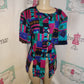 Vintage Whirlawy Black Colorful Top Size XL