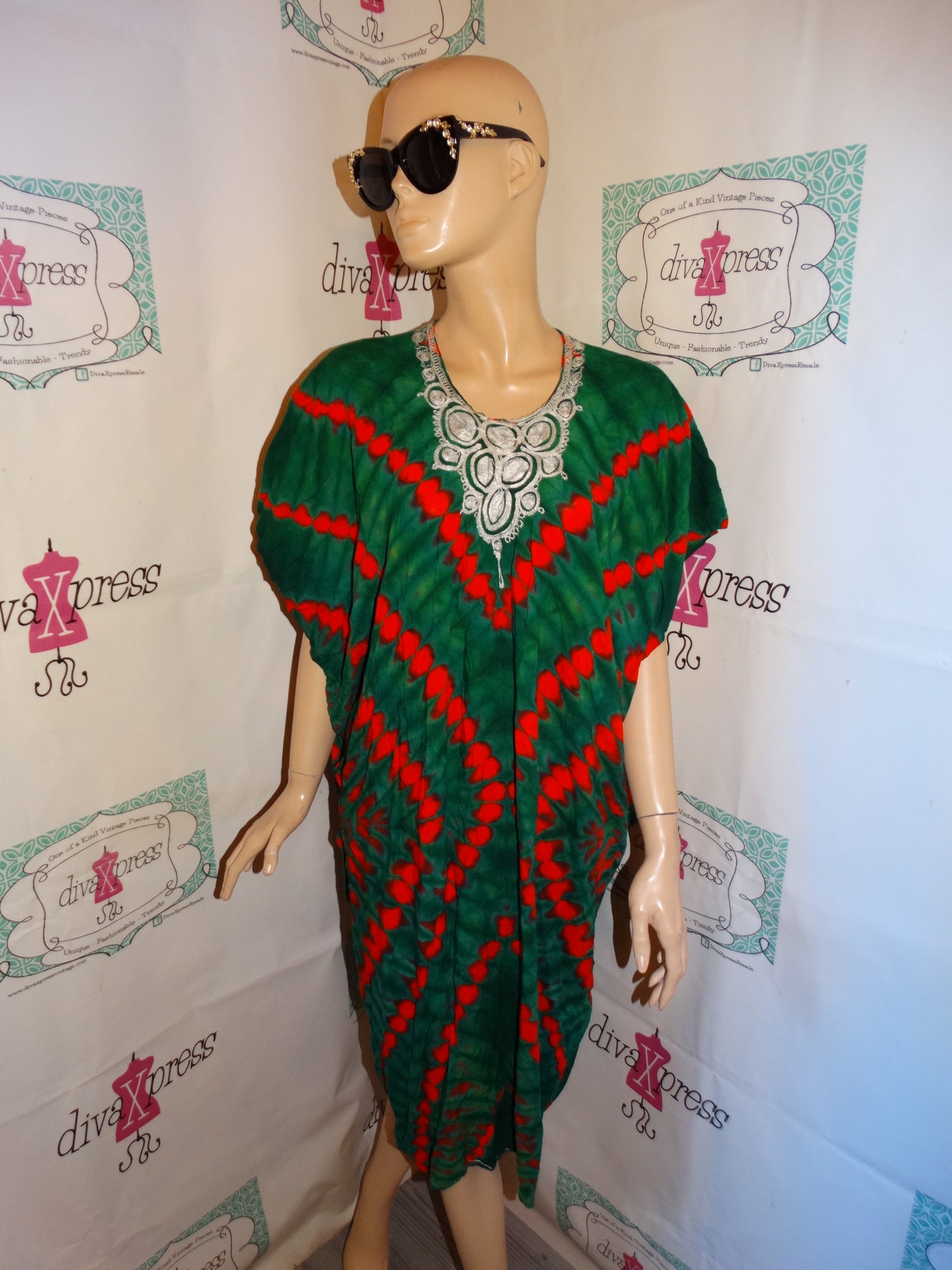 Vintage Tropical Collections Green/Red  Dress Size XL