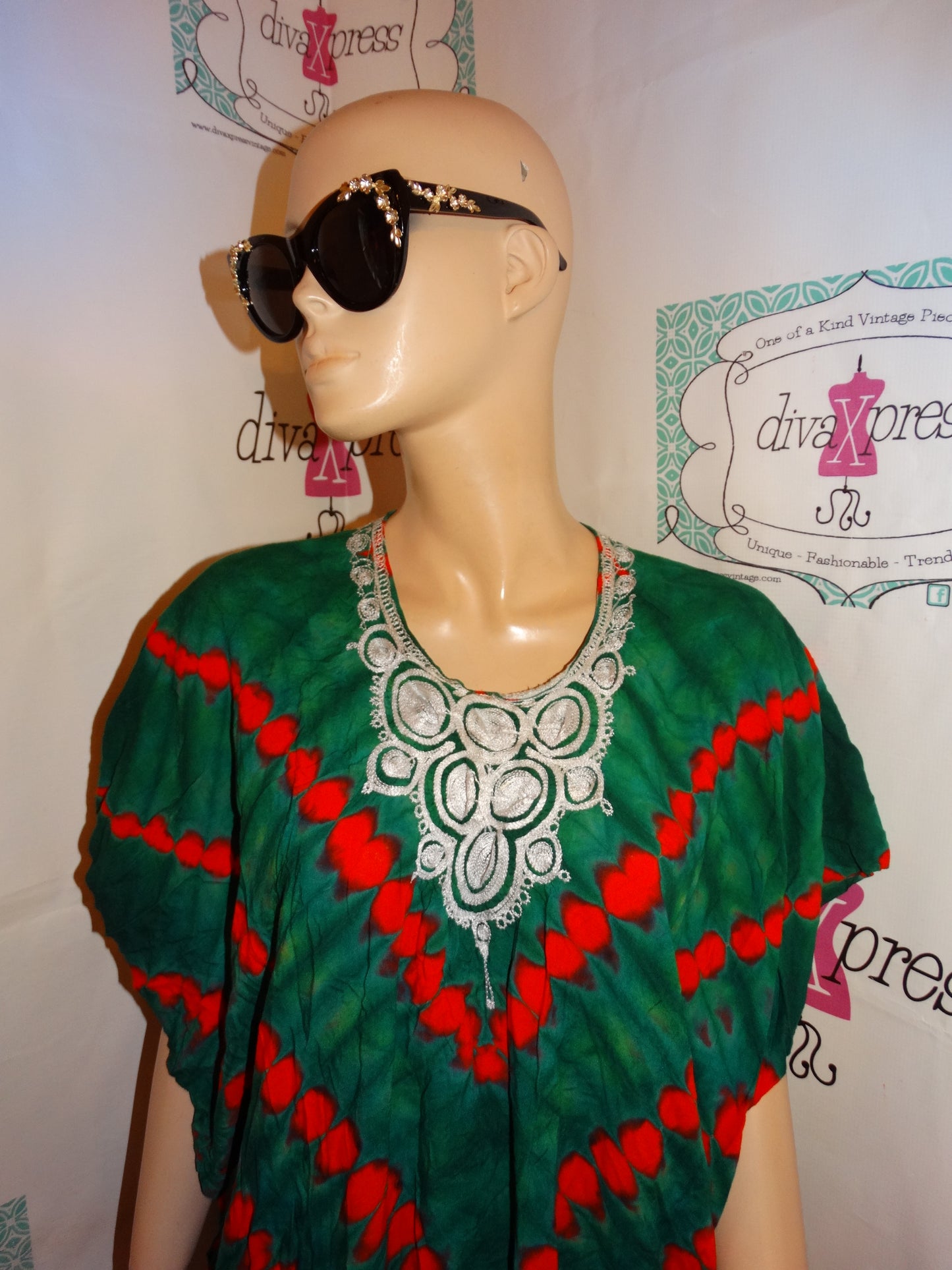 Vintage Tropical Collections Green/Red  Dress Size XL