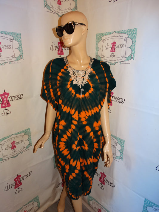 Vintage Tropical Collections Green/Orange Dress Size 2x