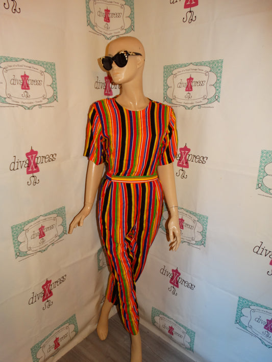 Vintage Tailor Flex Colorful Stripe 2 Piece Pants Set Size M