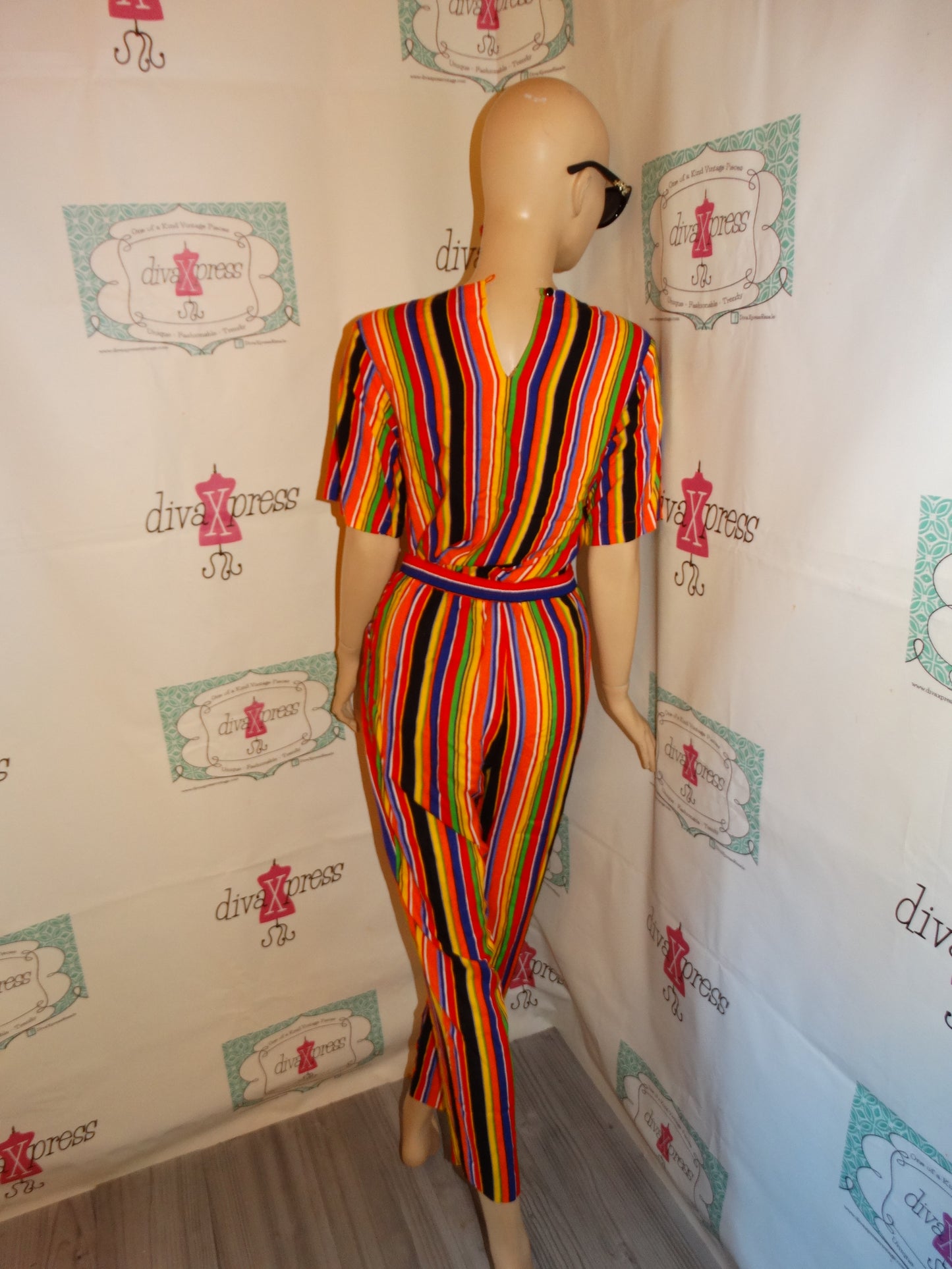 Vintage Tailor Flex Colorful Stripe 2 Piece Pants Set Size M