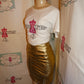 Vintage Lillie Rubin Gold Leather Skirt Size S