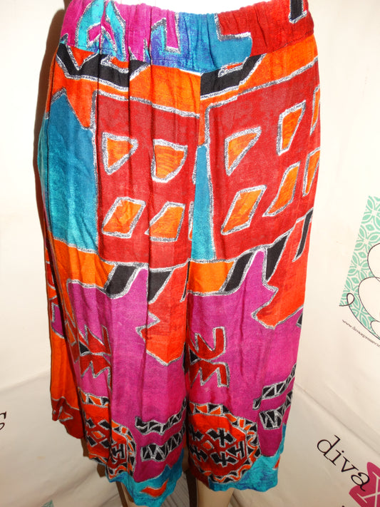 Vintage Pink/Green/Blue Gaucho Pants Size 2x