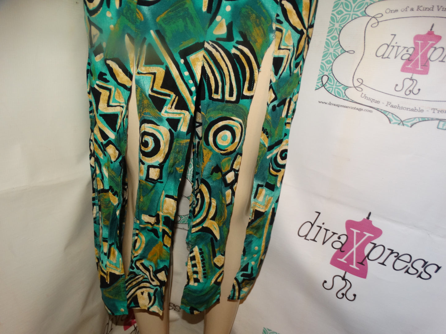 Vintage Que Pasa Green Aztech Shingle Dress Size S