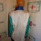 Vintage Teddi White Purple Teal Blouse Size L