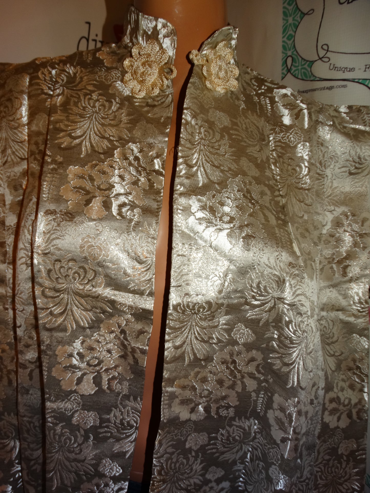 Vintage Siliver Asian Style Poncho Size M