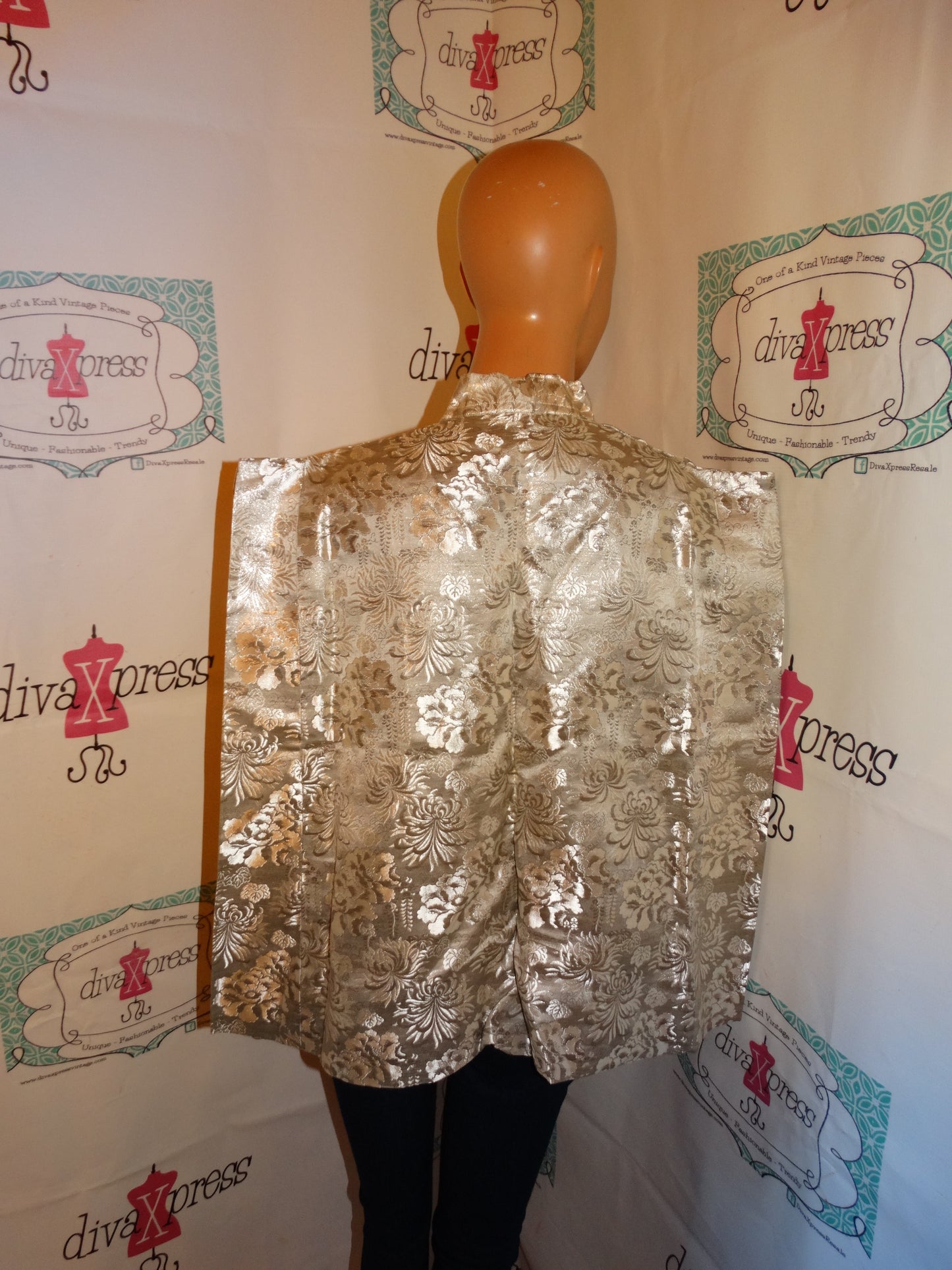 Vintage Siliver Asian Style Poncho Size M