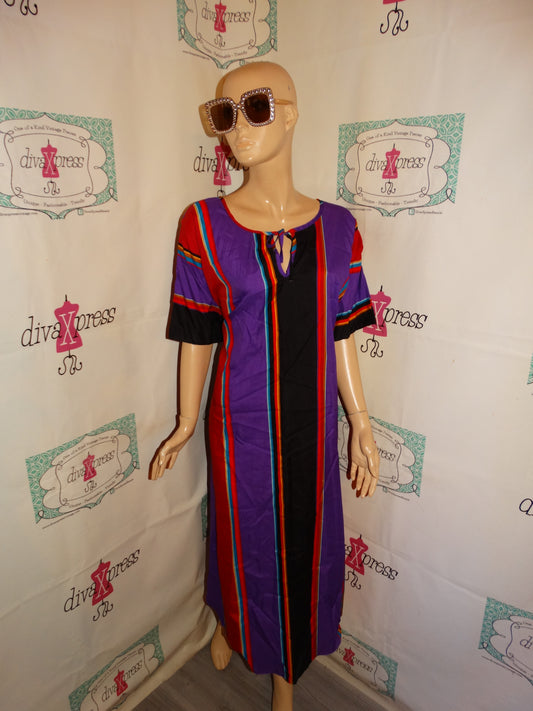 Vintage Pink Colorful Long Dress Size 1x