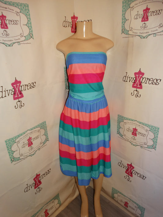 Vintage Pink Colorful Gaucho Romper Size XL