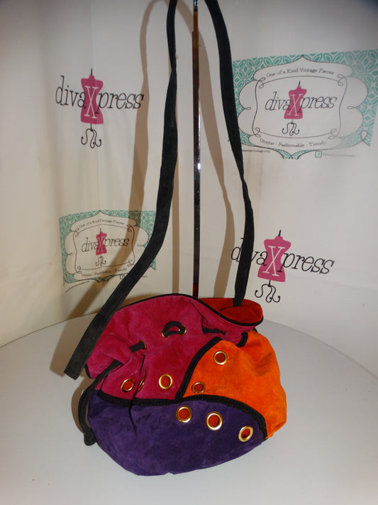 Vintage Suede Colorful Crossbody Purse