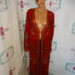Vintage Midnight Velvet Burgundy Sequins Duster Size 2x