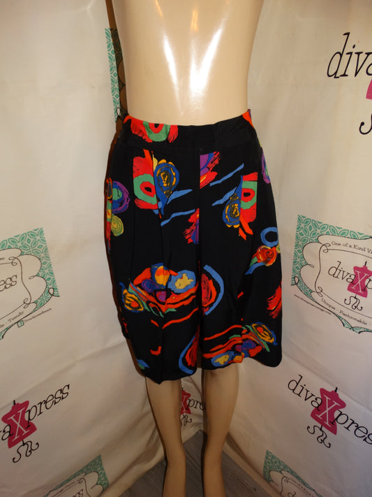 Vintage Johanna Black Colorful Shorts Size S-M