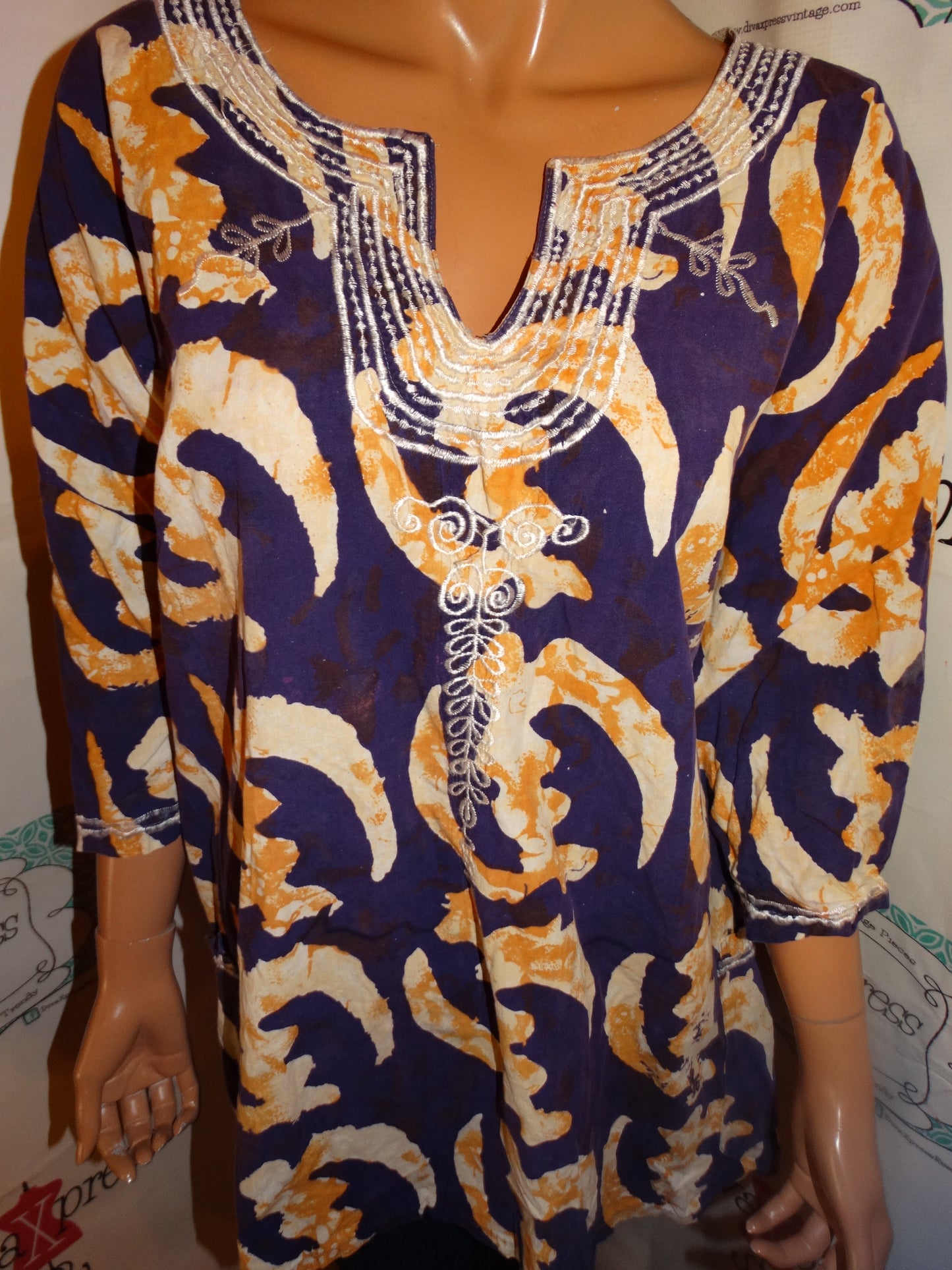 Vintage Nubian Queen Purple Tan Blouse Size 3x