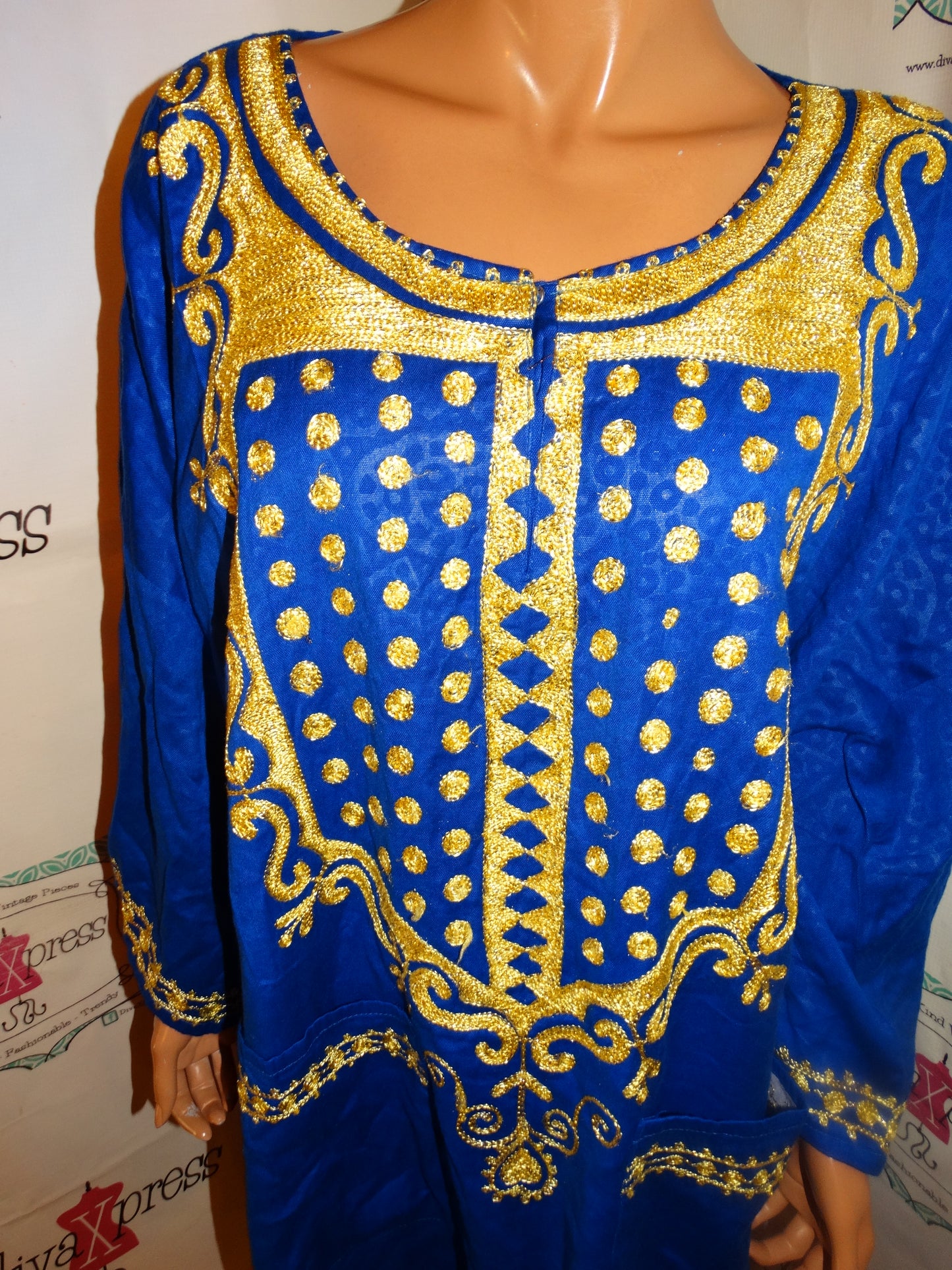 Vintage The African Stay Blue/Gold Top Size 3x