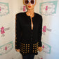 Vintage Nicole Studio Black/Gold Beaded Top Size L