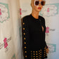 Vintage Nicole Studio Black/Gold Beaded Top Size L