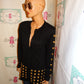 Vintage Nicole Studio Black/Gold Beaded Top Size L