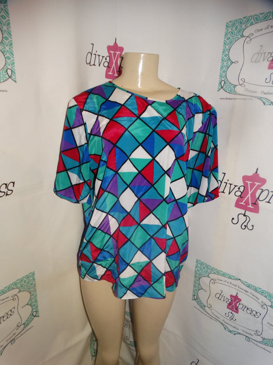 Vintage Kathie Lee Colorful Blouse Size L
