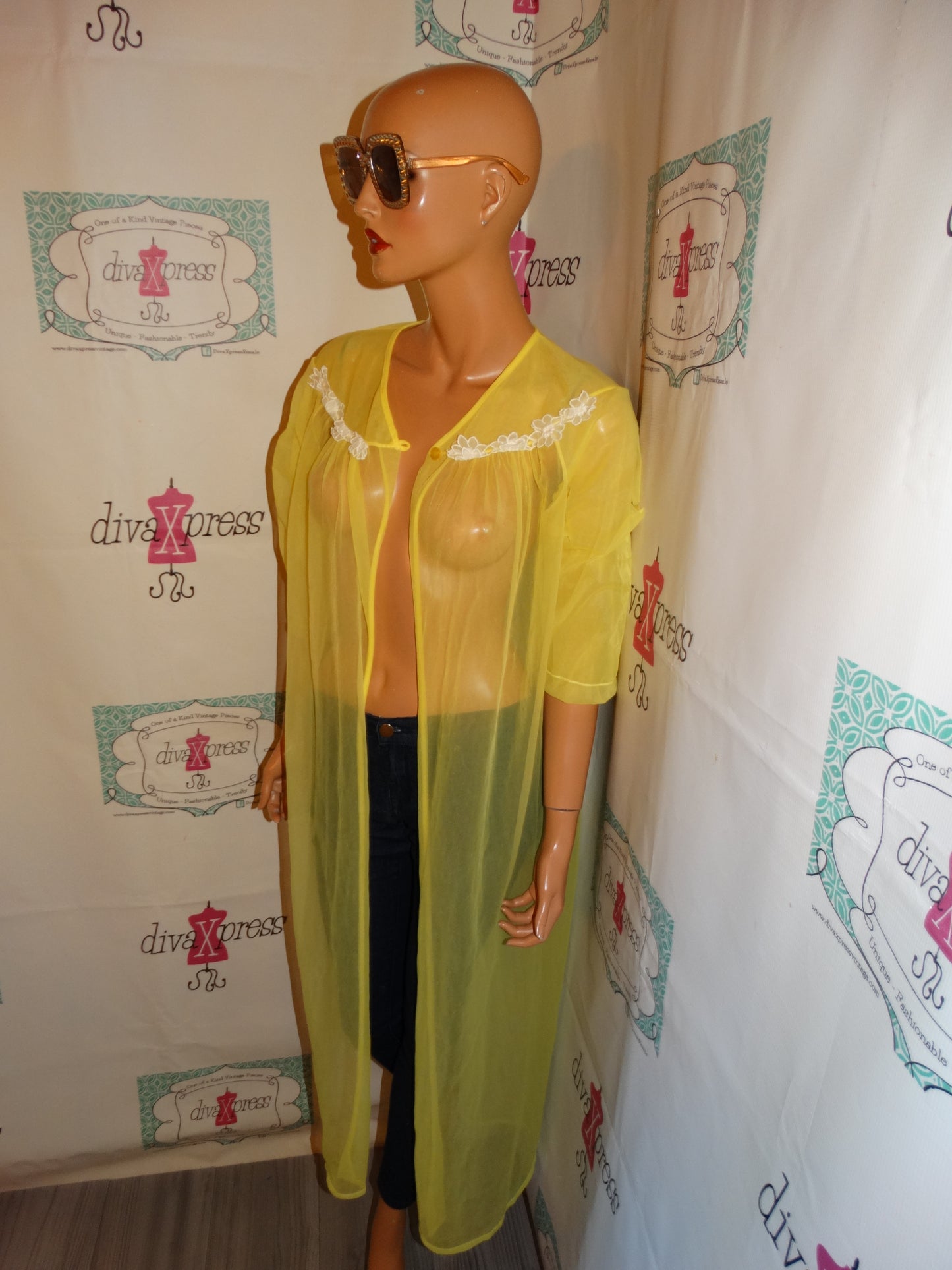 Vintage Yellow Sheer Duster Size L
