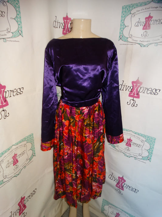 Vintage Purple Floral Dress Size XL