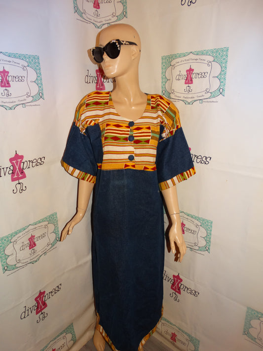 Vintage Jean African Style Dress Size 1x