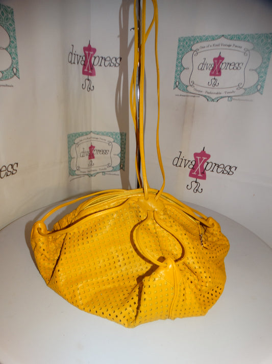 Vintage Mustard Yellow LEAther PUrse SIze XL