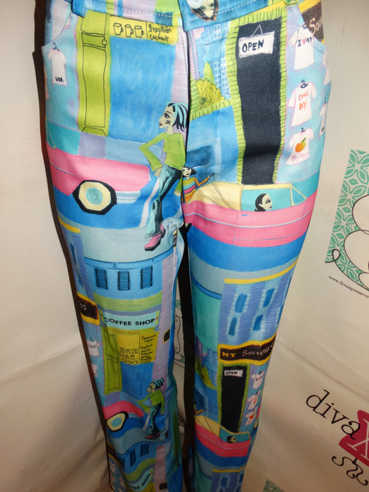 Vintage Just Me Blue Colorful PAnts Size M