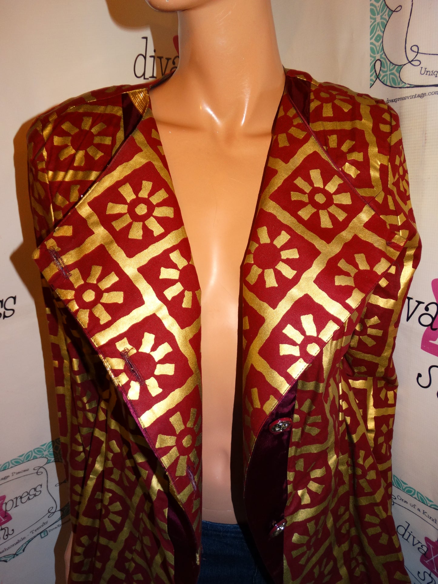 Vintage Kos Collection Burgundy/Gold Top Size M