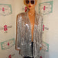 Vintage Romans Silver Sequins Blazer Size 2x