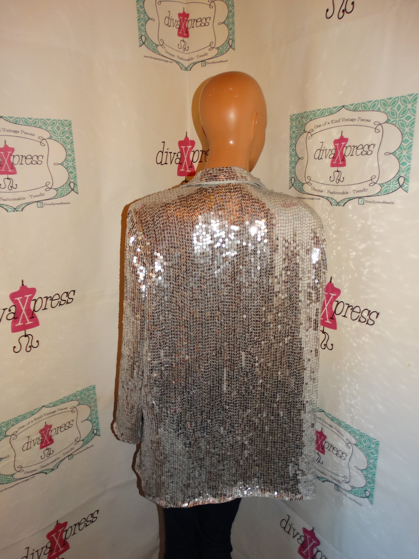 Vintage Romans Silver Sequins Blazer Size 2x