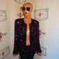 Vintage Lawerence Kazar Black/Purple Sequins Jacket Size M