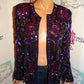 Vintage Lawerence Kazar Black/Purple Sequins Jacket Size M