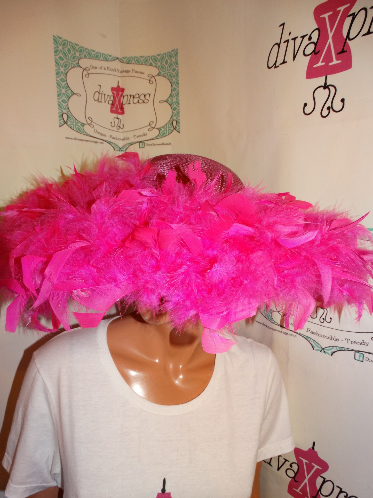 Vintage Pink Feather Hat