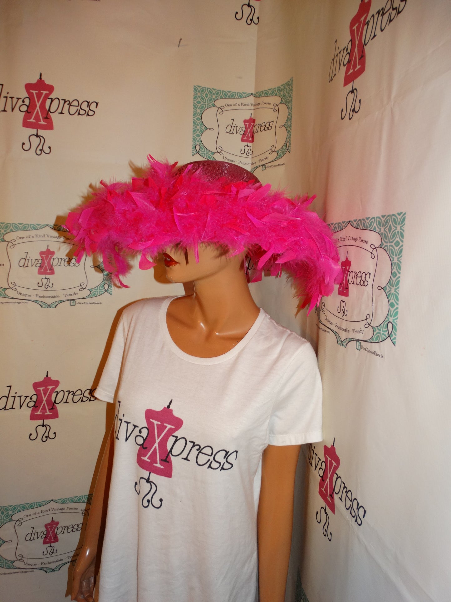 Vintage Pink Feather Hat