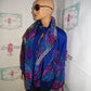 Vintage Lavon Blue Pink Teal Bomber Jacket Size L