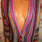Vintage Pink Colorful Coogi Style Cardigan Size M