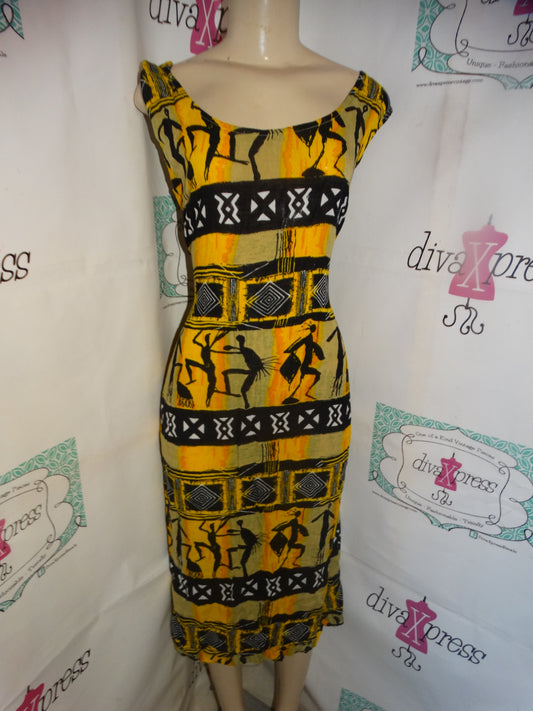 Vintage Lalli Yellow/Black Dress Size 2x