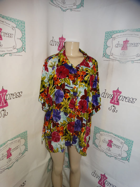 Vintage LiZ & Mr Green Floral Blouse Size 2x