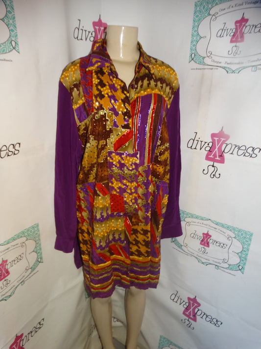 Vintage Purple Sequins Blouse/Dress Size XL