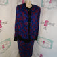 Vintage Leslie Fay Blue Pink 2 Piece Skirt Set Size 1x