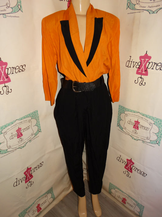 Vintage Rendtions Mustard yellow /Black Romper Size S