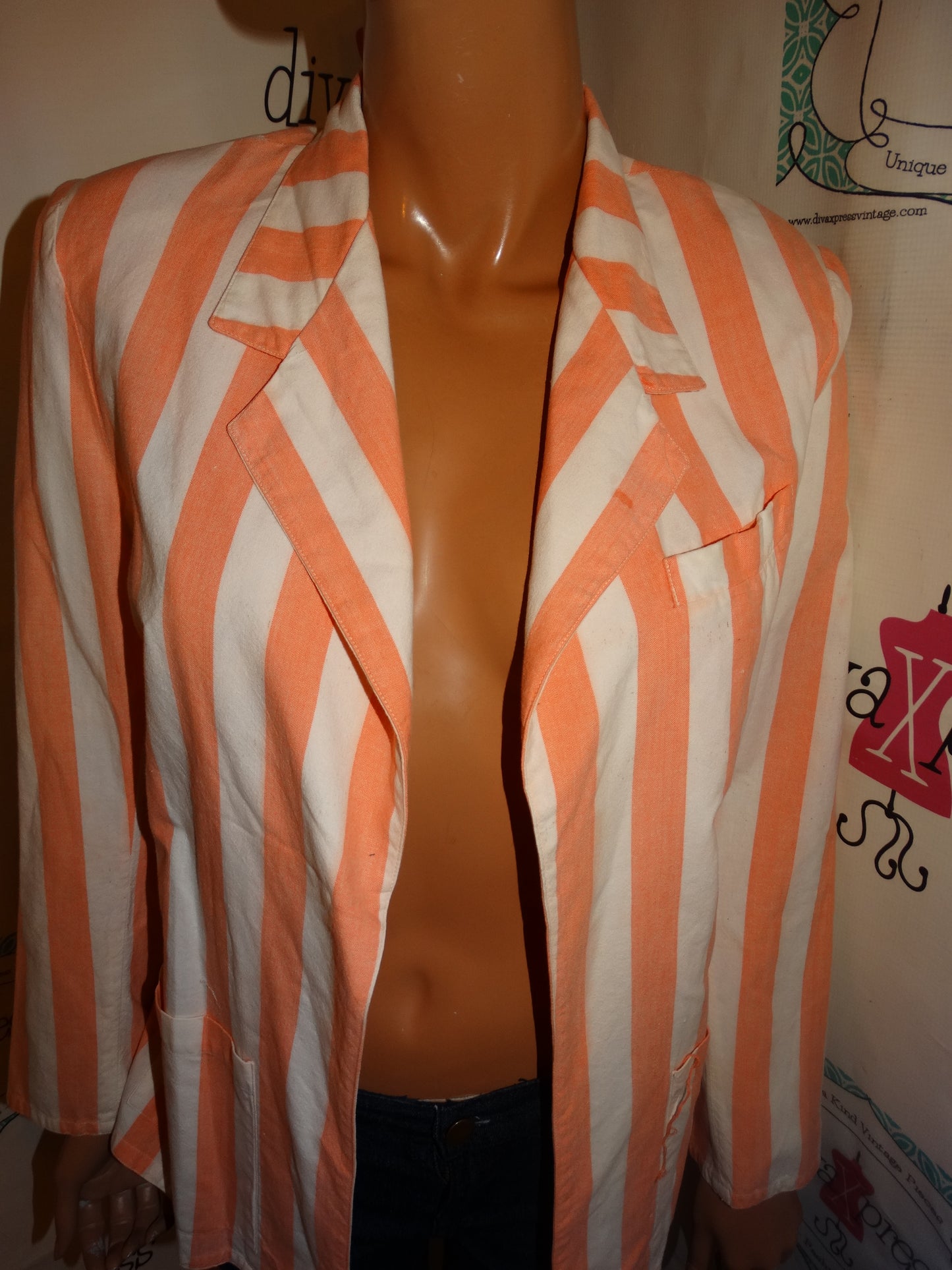 Vintage Jack Winter  Pink /White Strip Blazer Size M