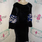 Vintage Velvet Black Blue/Detail Sleeve Dress Size 1x