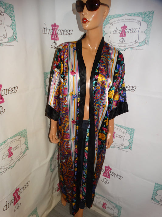 Vintage Violets Black Colorful Duster Throw Size XL